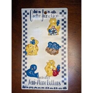 Cache Junction Handcrafted Semi-Stone Buttons Cat Duck Vintage Trisha Biesinger